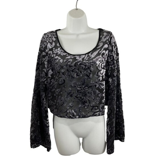 Staring at Stars Cropped Top Womens Size S Sheer Fairy Grunge Velvet - Picture 1 of 11